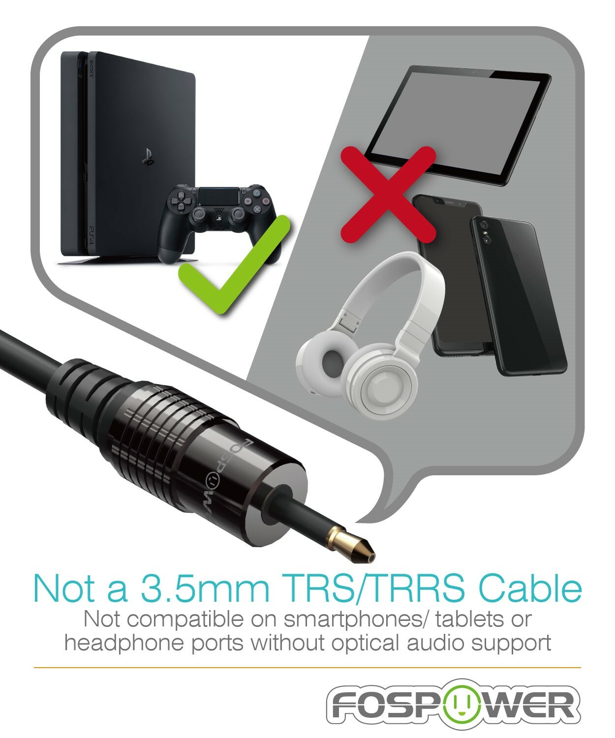 FosPower 3 6 10 FT Toslink to Mini SPDIF Fiber Optic Digital Optical Audio Cable