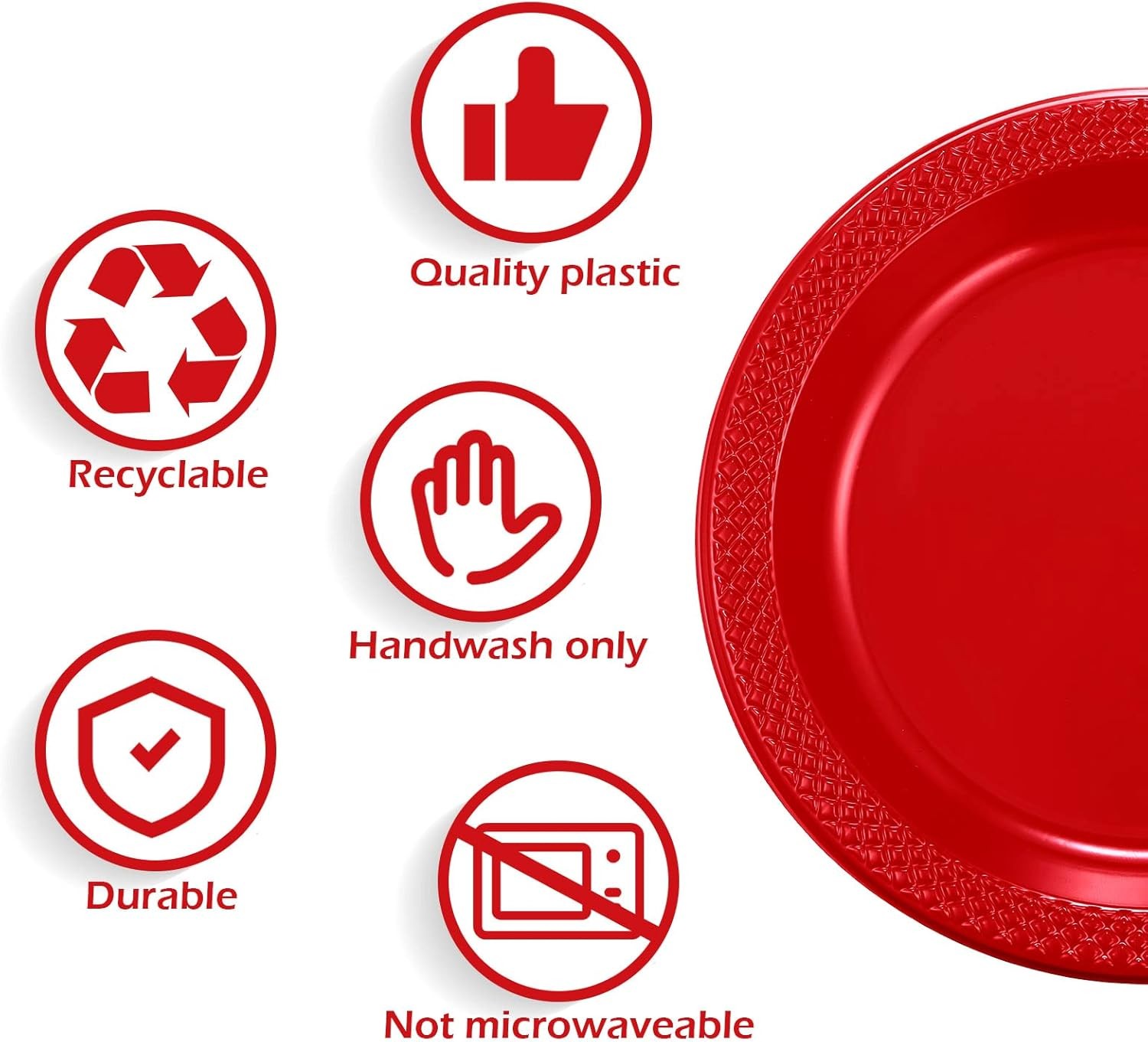 Bulk Red Round Plates - 6 Inch Disposable Dinnerware for All Occasions