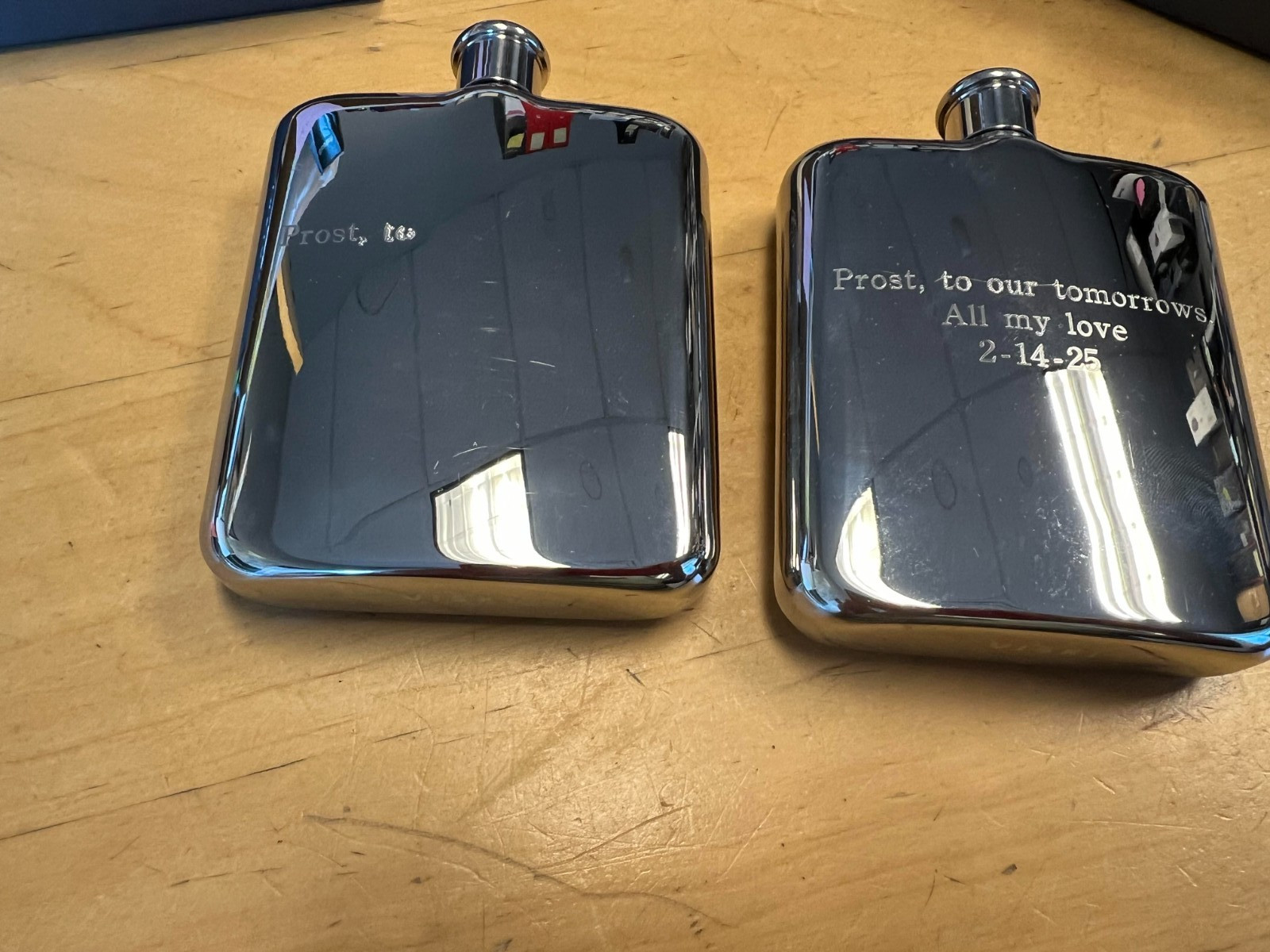 Viski Stainless Steel 6 oz. Silver Flask 10979 engraved