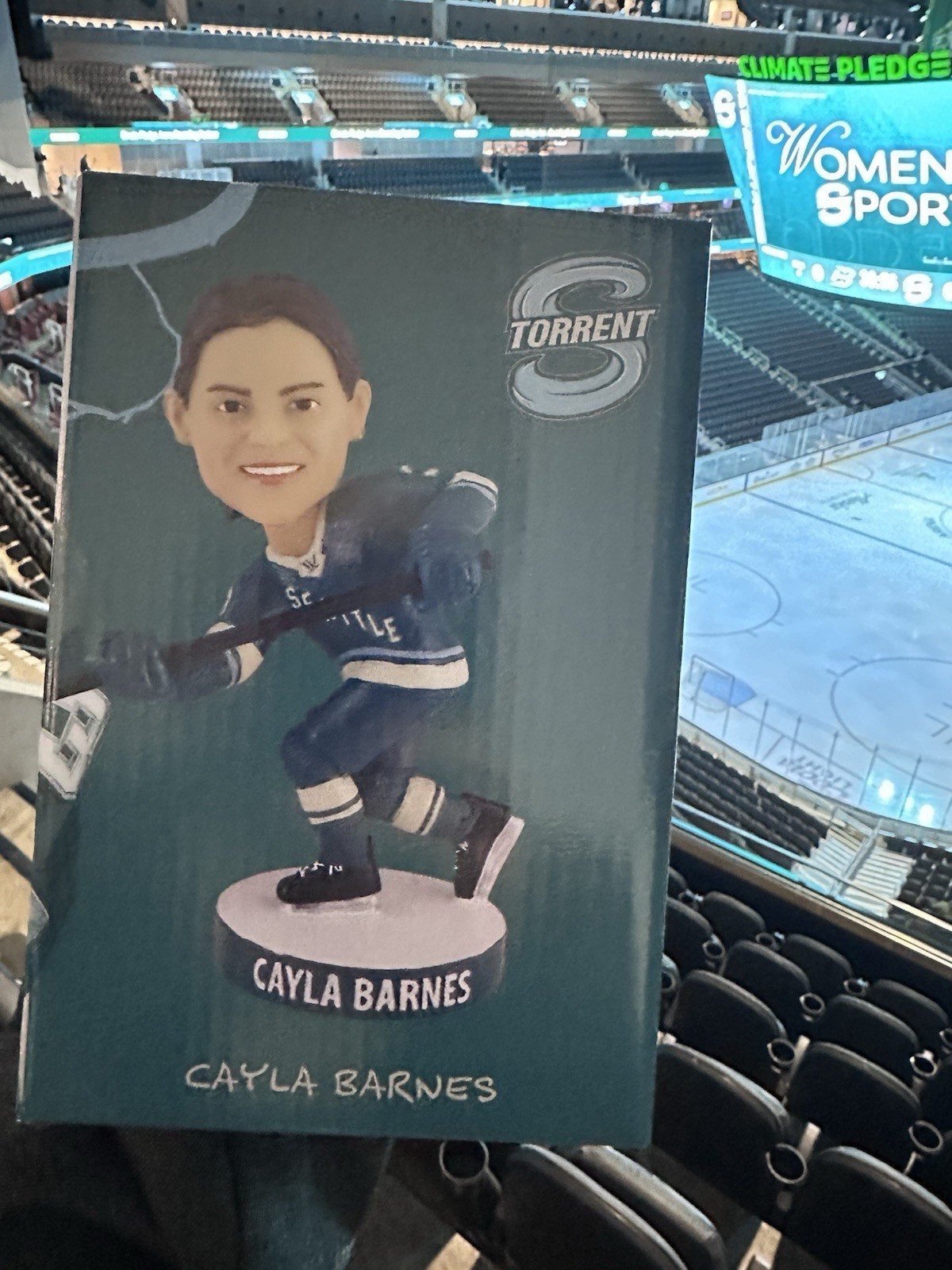 2026 Cayla Barnes Bobblehead Seattle Torrent Hockey PWHL SGA & Luggage Tag