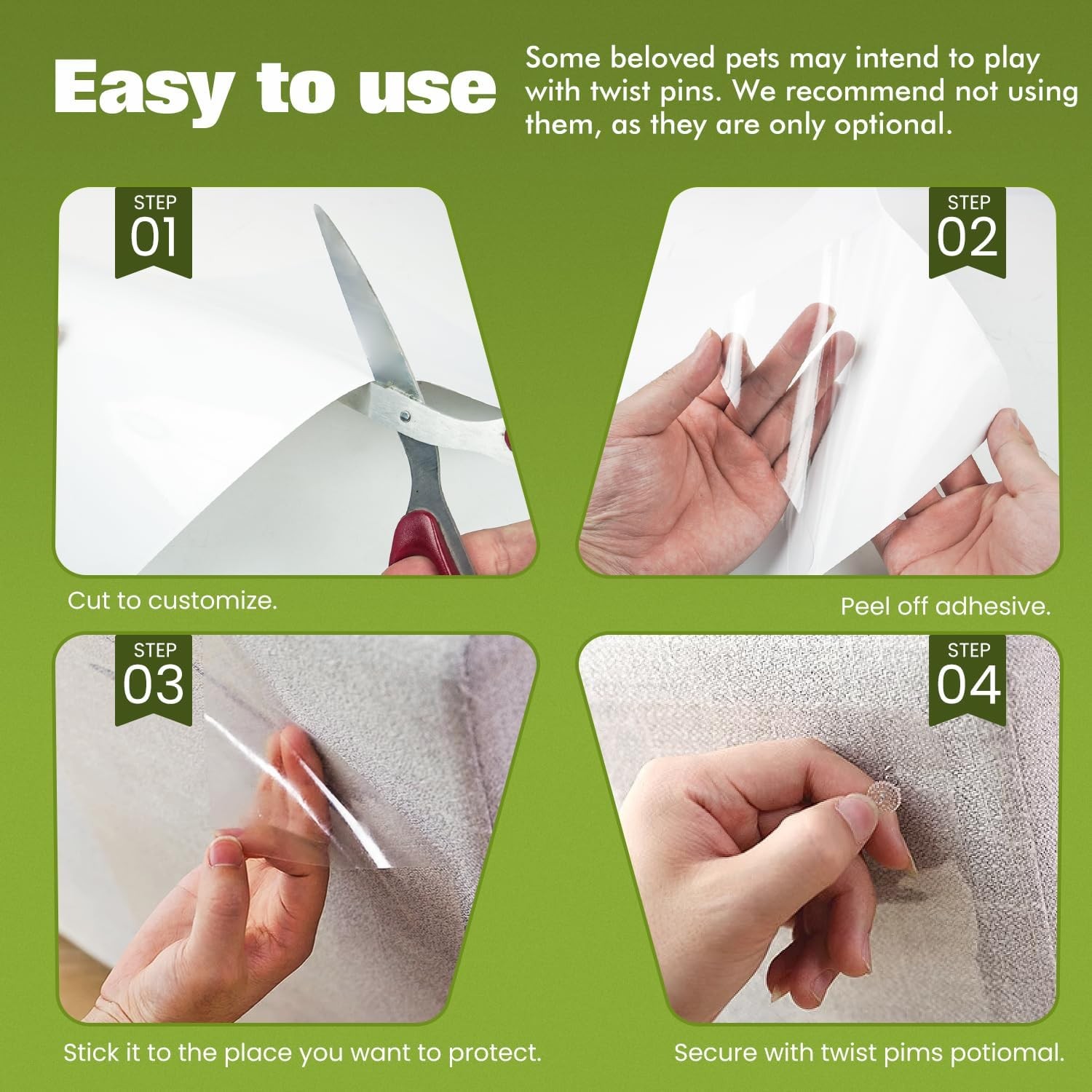 12 Pack Self Adhesive Cat Scratch Furniture Protectors Anti-Scratch Couch Guards