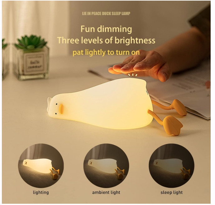 LED Duck Lamp Cute Squishy Dimmable Silicone Bedside Light with Touch Control