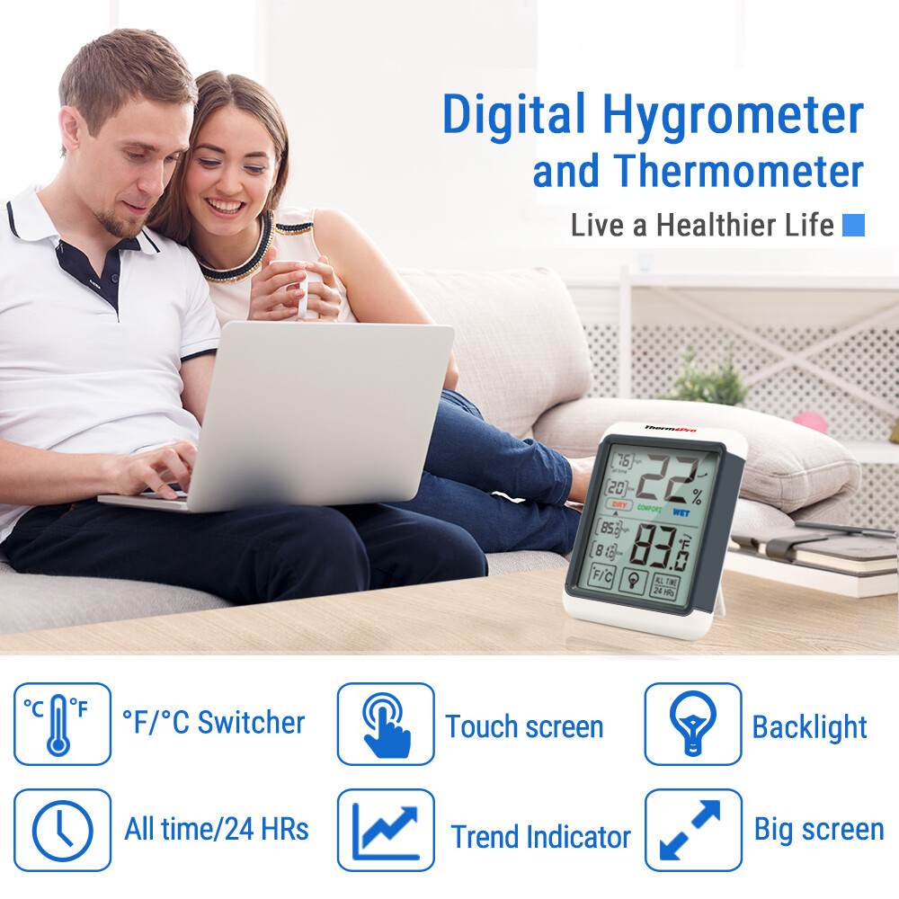 1/3/4/5 ThermoPro Digital LCD Touchscreen Humidity Thermometer Indoor Hygrometer