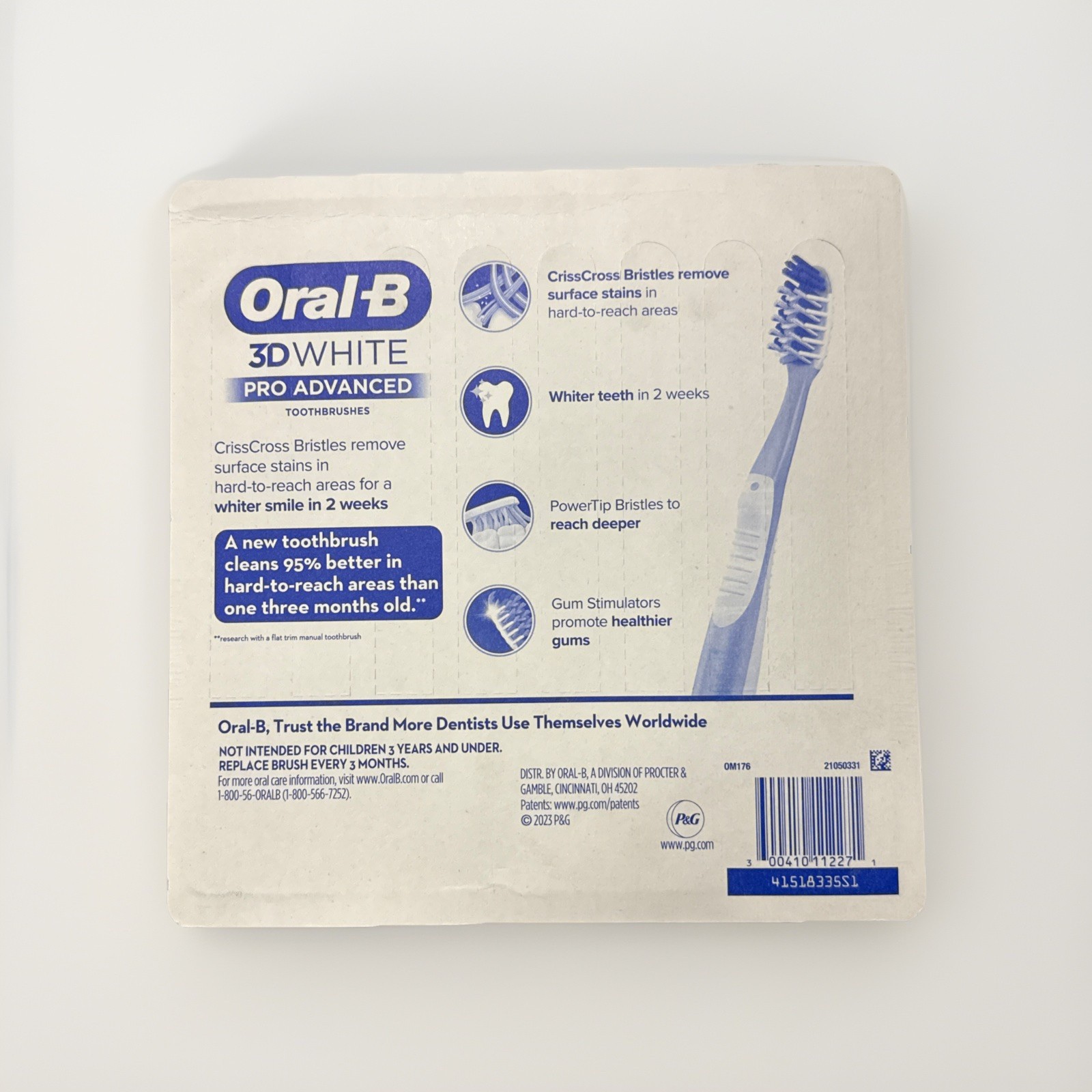 Oral-B 3D White Pro Advanced Toothbrush, Medium Bristle, 8-pack