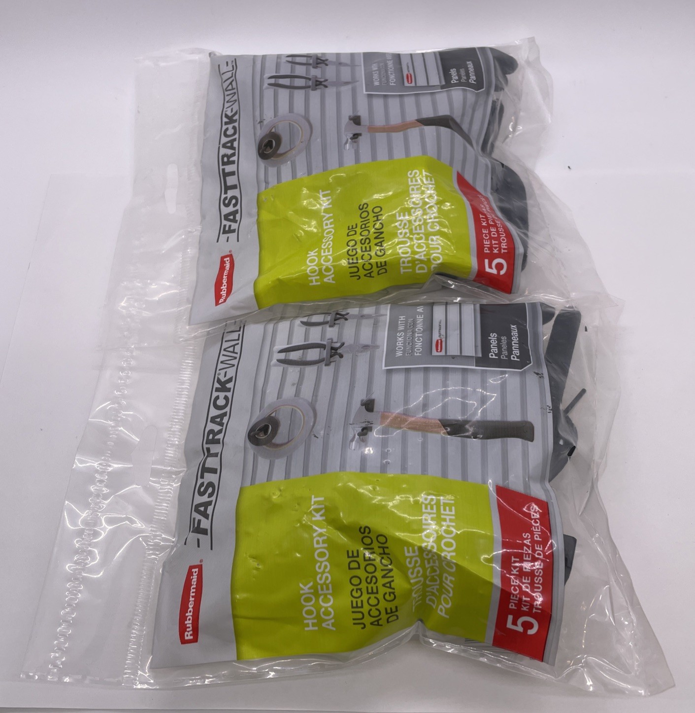 Lot of 2 - Rubbermaid FastTrack Garage Accessory Hook Kit - 5-Piece Bundle