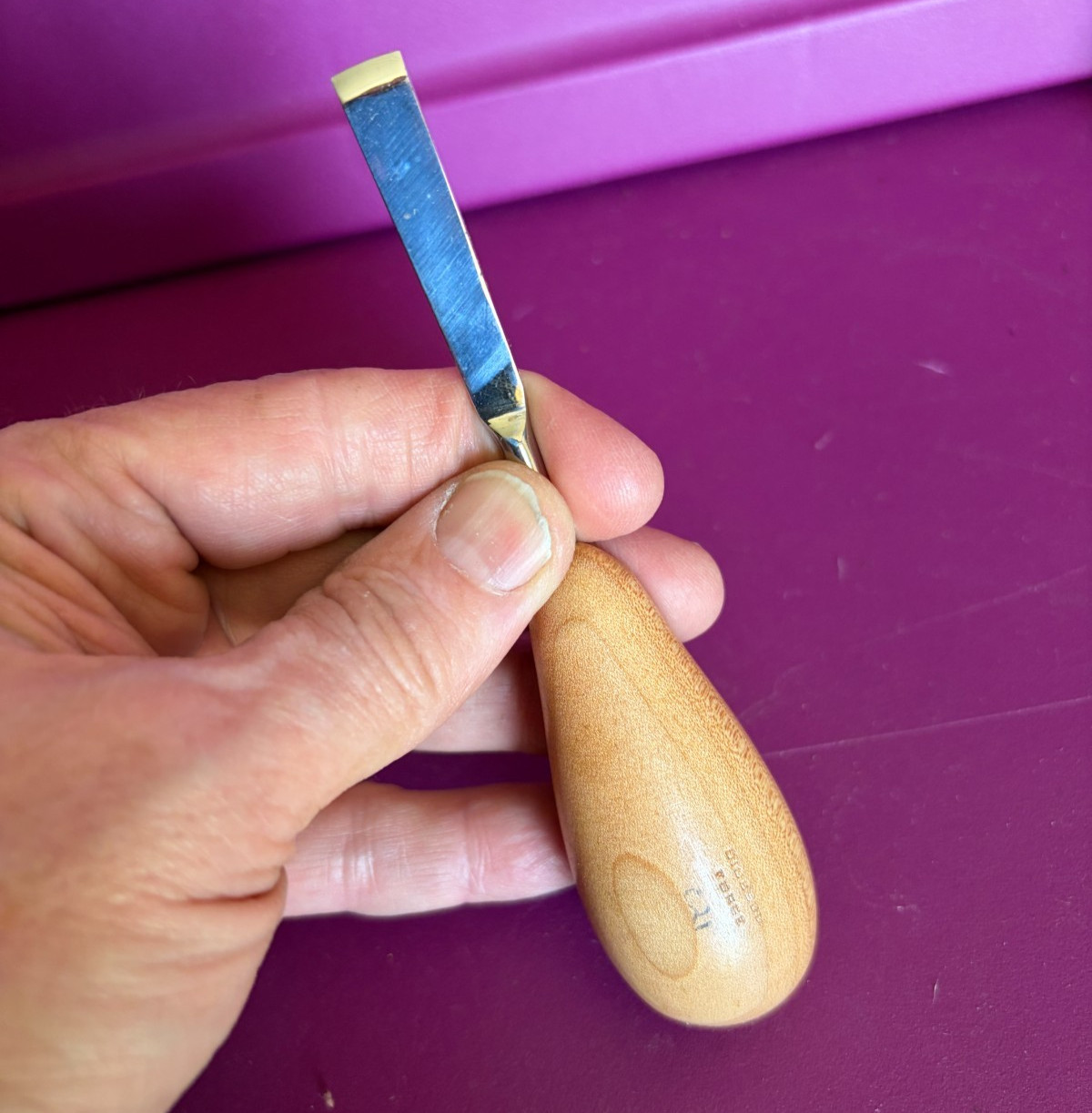 RARE Diobsud Forge 3/8" Wide Single Bevel Straight Wood Carving Chisel In VGC!