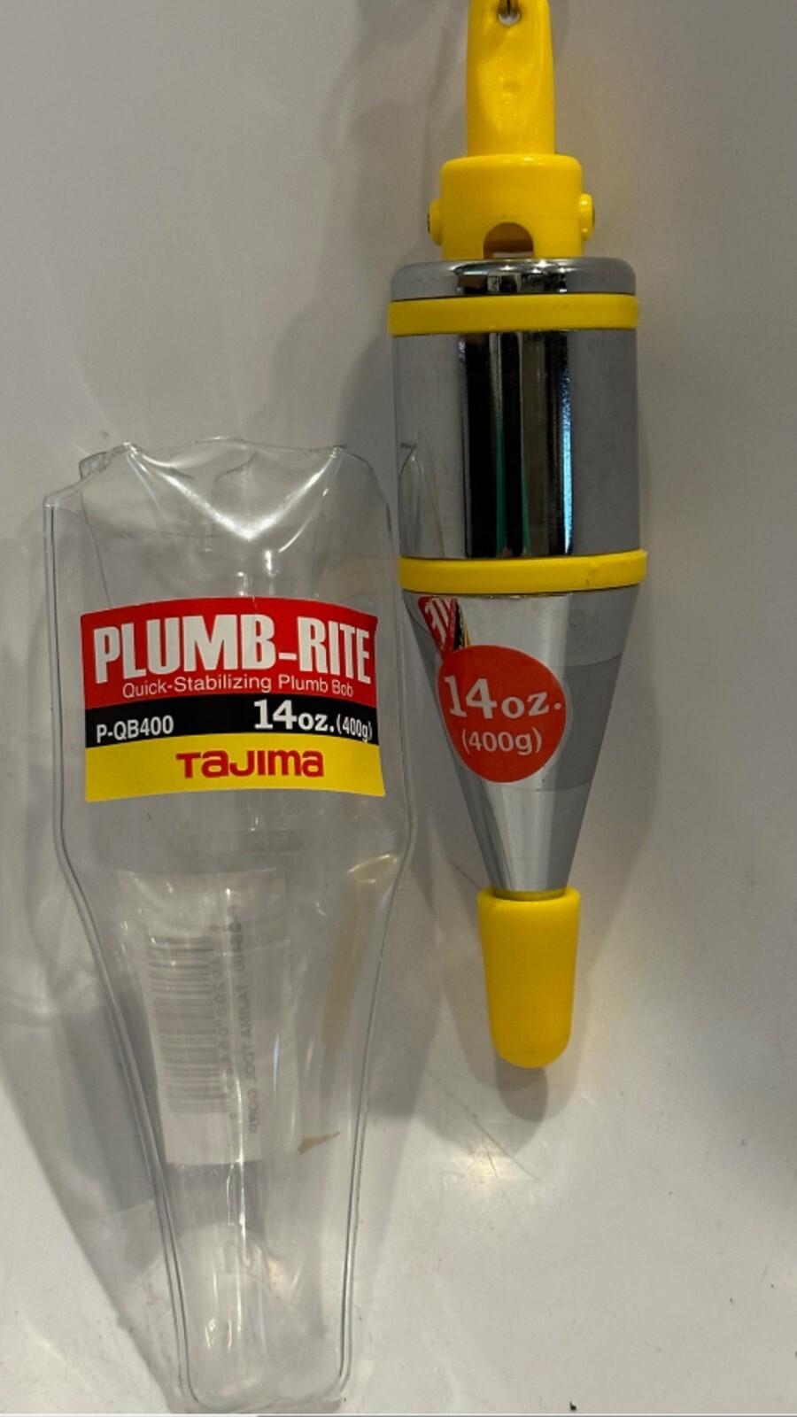 TAJIMA PQB400 14 oz (400g) Plumb-Rite Plumb Bob - Quick-Stabilizing Cap.