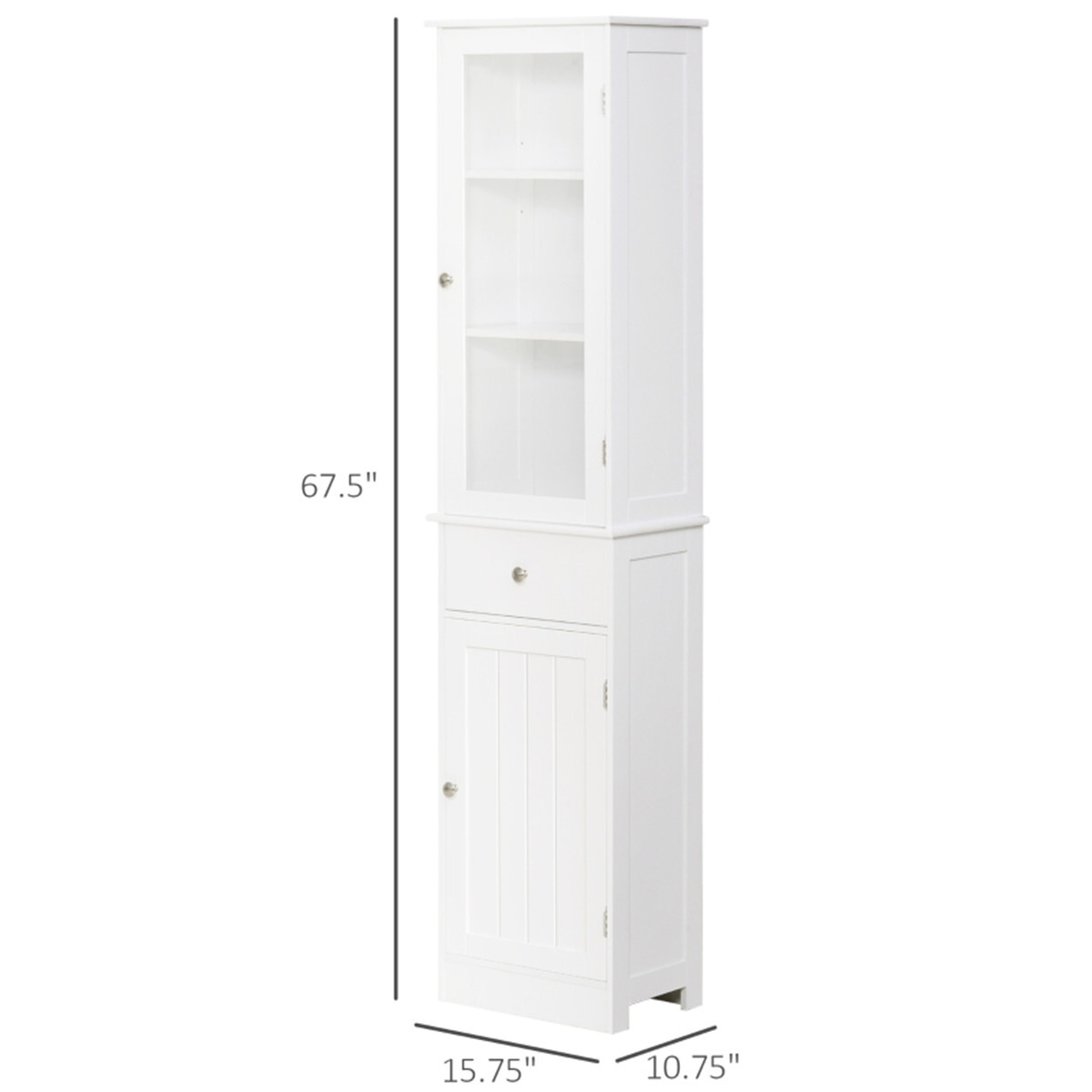 Bathroom Storage Cabinet with 3 Open Shelves on The Top 1 Drawer in The Middle