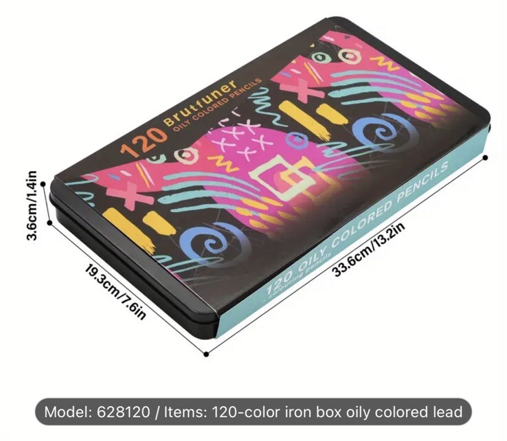 120 Brutfuner oil-base square barrel colored pencils Metal box NEW shipping incl