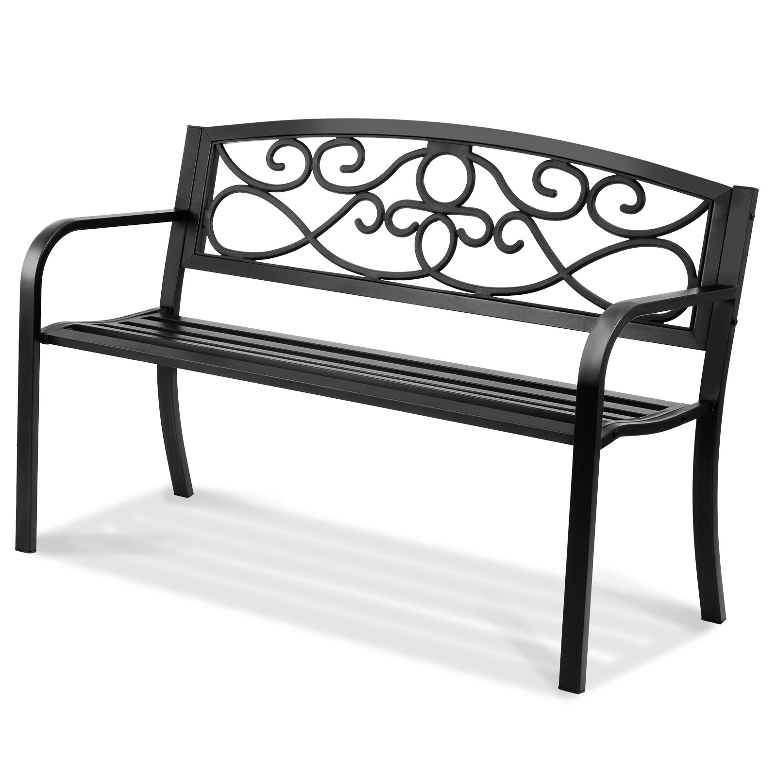 VEVOR Outdoor Bench 50 in Metal Garden Bench 550 lbs Park Patio Yard Porch Bench