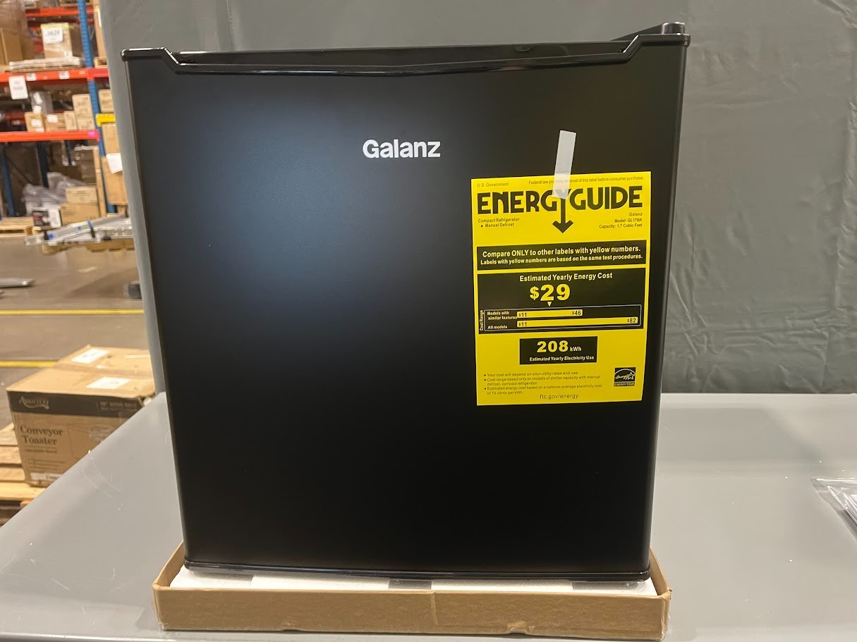 Galanz 1.7 Cu ft One-Door Mini Refrigerator, Black, New