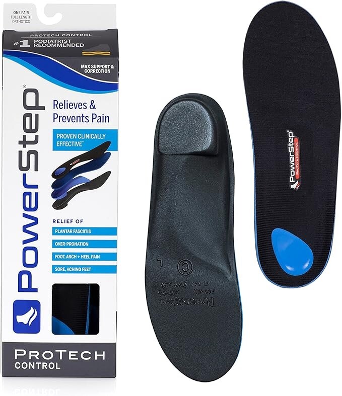 Powerstep Protech Control - Full Length Insoles - Extra Heel Support, Many Sizes