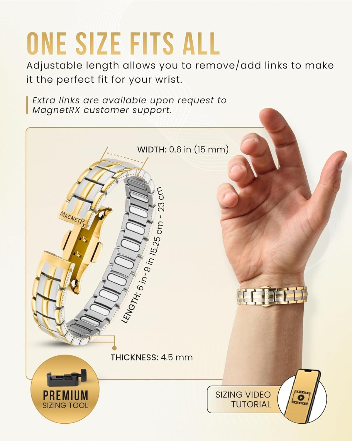 MagnetRX® Mens Bracelet Magnetic Healing Therapy Arthritis Pain Relief Bangle