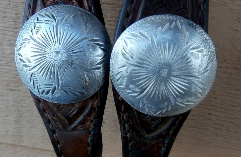 Vintage Basket Stamp Brow Knot Headstall Sterling Silver Overlay Fleming Buckles