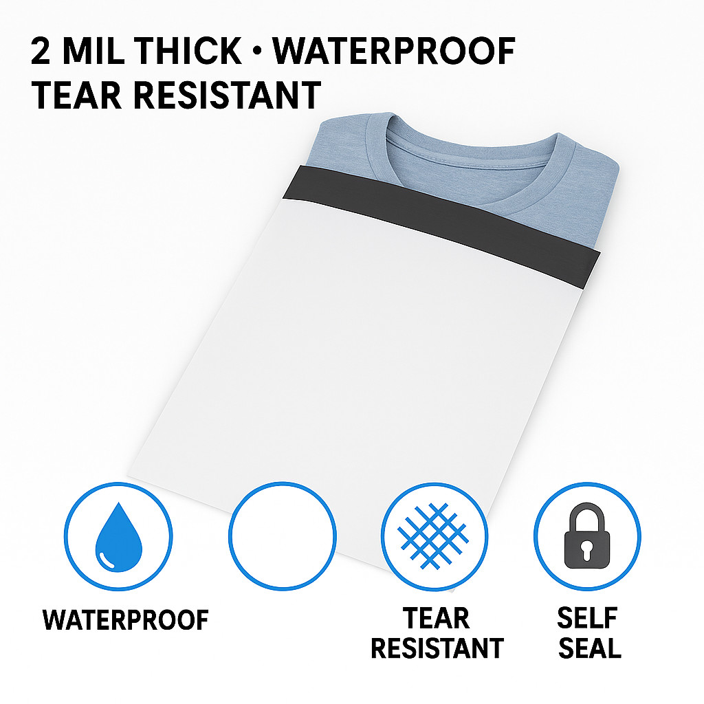 PREMIUM Poly Mailers – 2 Mil Thick Self Seal Waterproof Tear Resistant Envelopes
