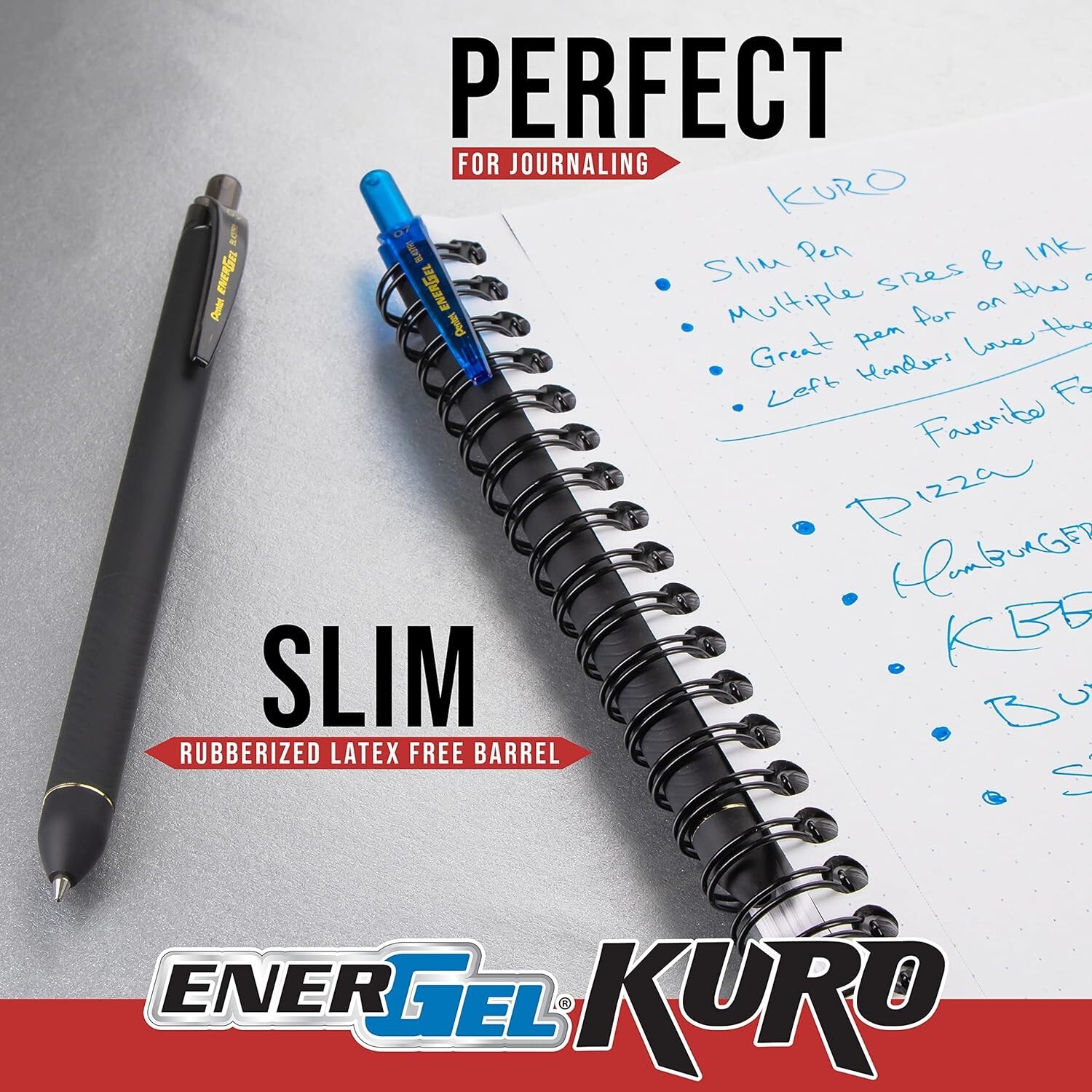 Pentel EnerGel Kuro Liquid Gel Pen, (0.7mm), Medium line, Assorted Ink, 24 Pack