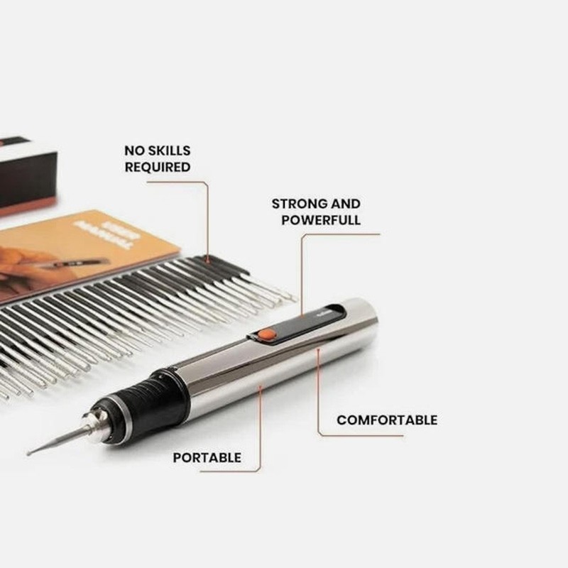 USB Rechargable Engraving Pen with 30 Bits Mini Electric DIY Engraver Cordless