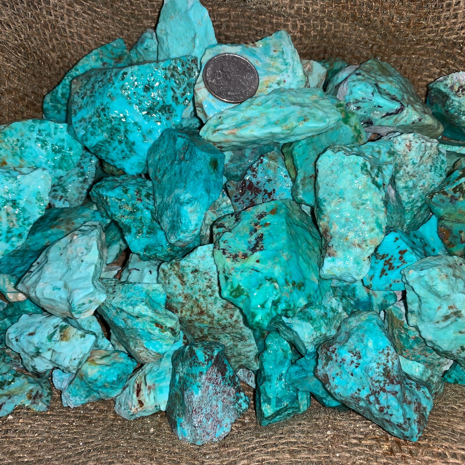 3000 Carat Lots of Natural Turquoise Rough + a Free Faceted Gemstone