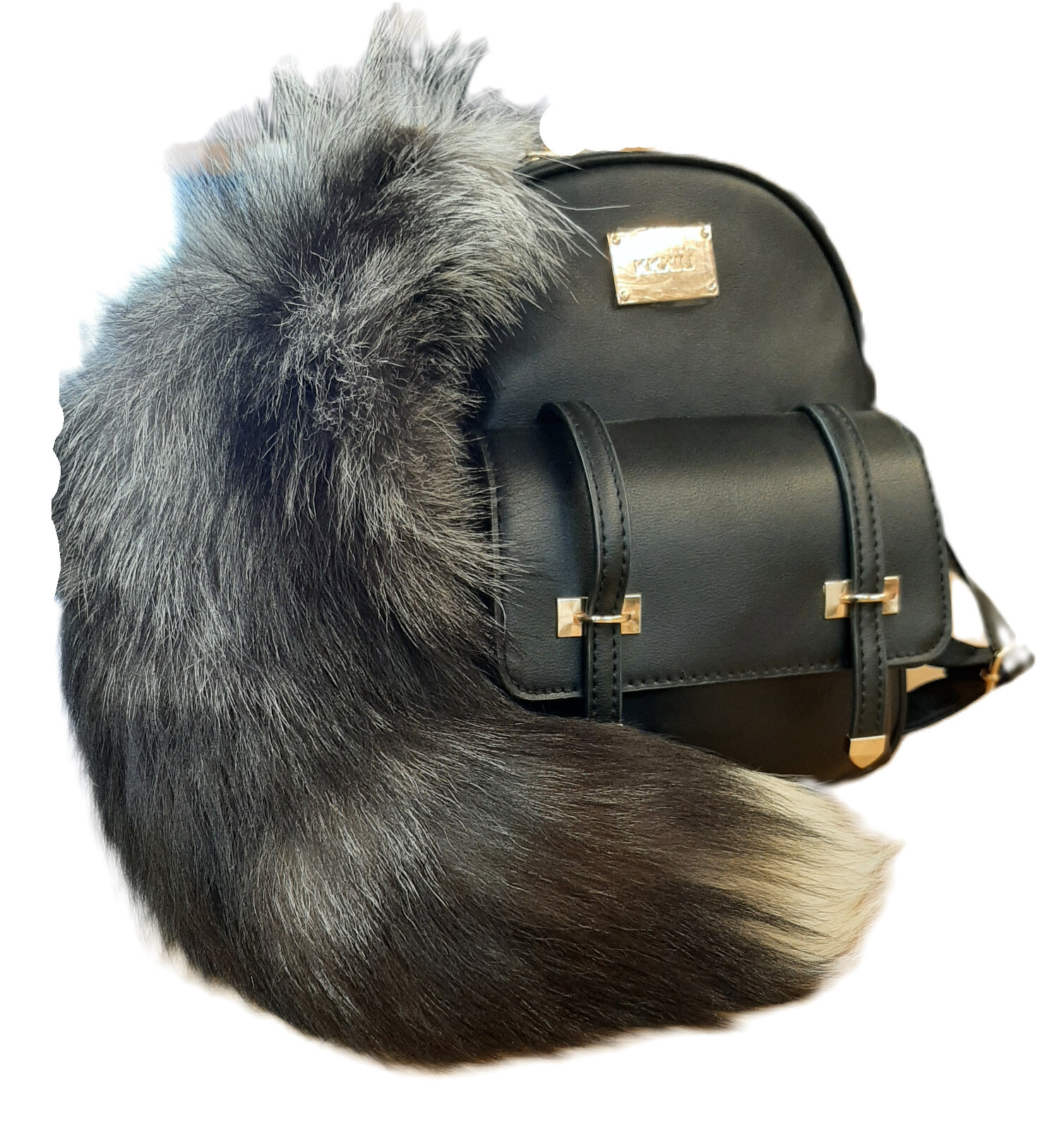 Silver Fox Tail, 17"-20"+, with Keychain, Genuine Real Fox Fur Tail