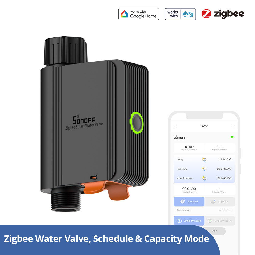 SONOFF Zigbee 3.0 Smart Water Valve Sprinkler Timer Works with Alexa/Google Home