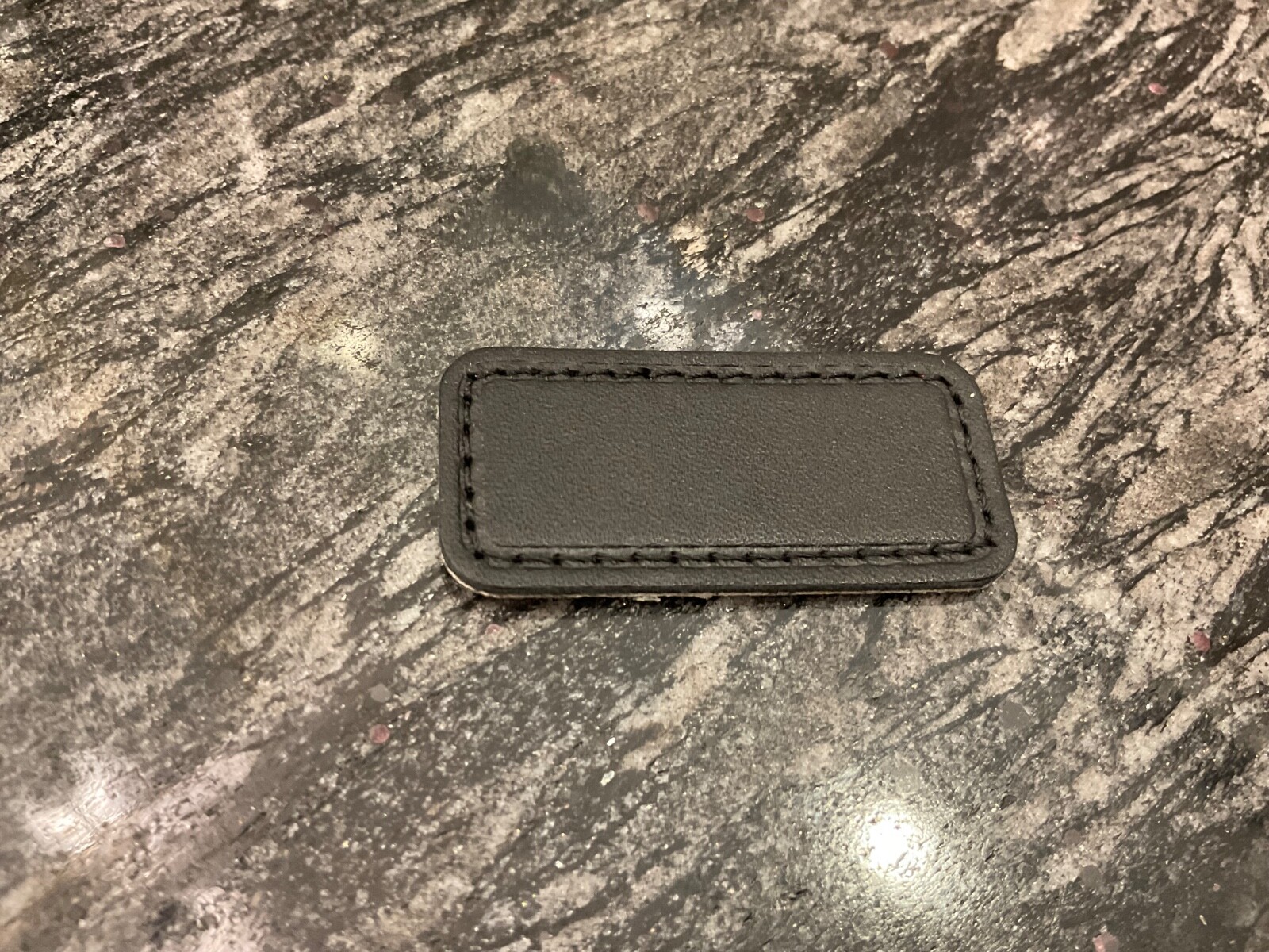 NEW Tumi Extra Small 2.0” x 15/16” Leather Monogram Patch - SOLID BLACK