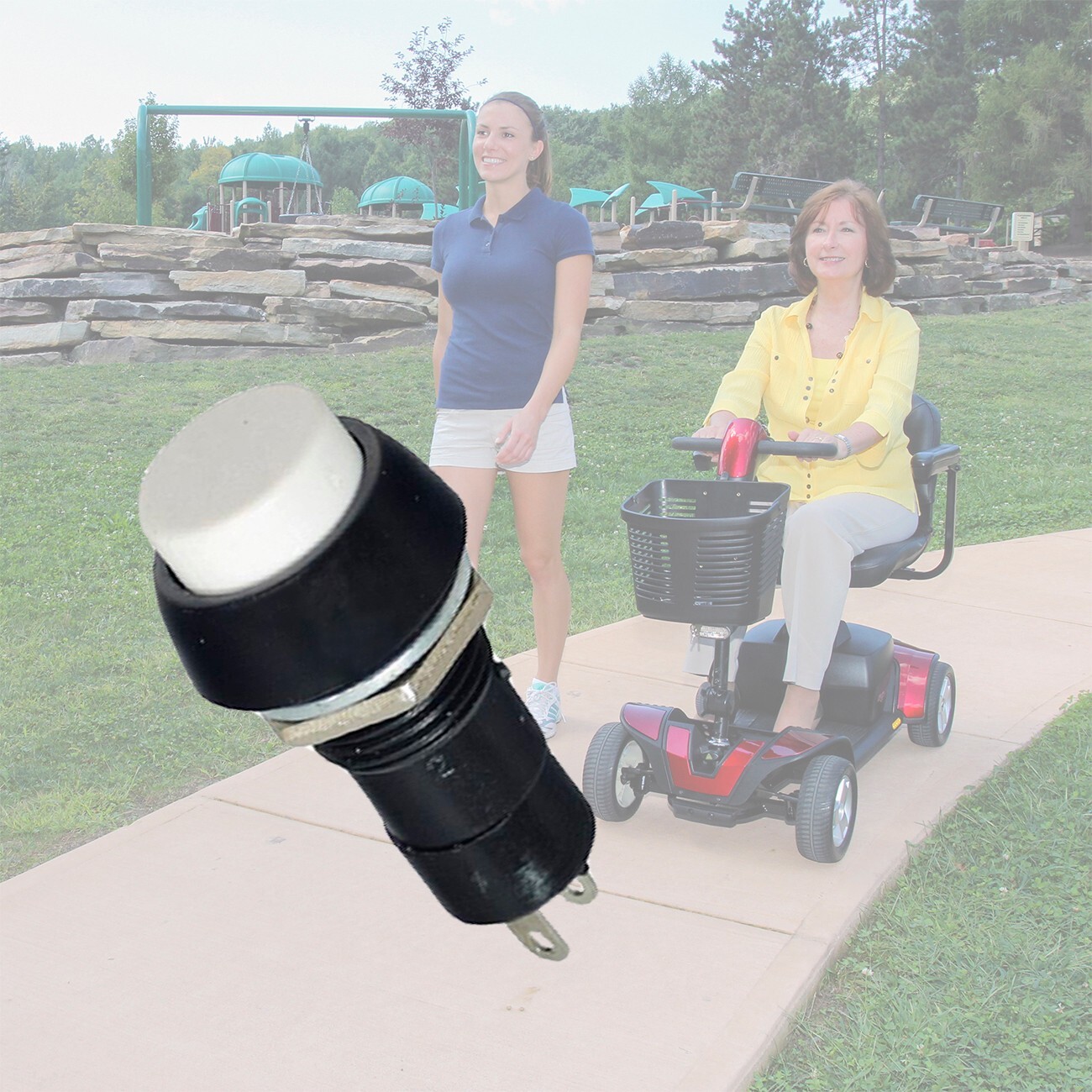 White Horn Button - For Go-Go and Pride Mobility Scooters