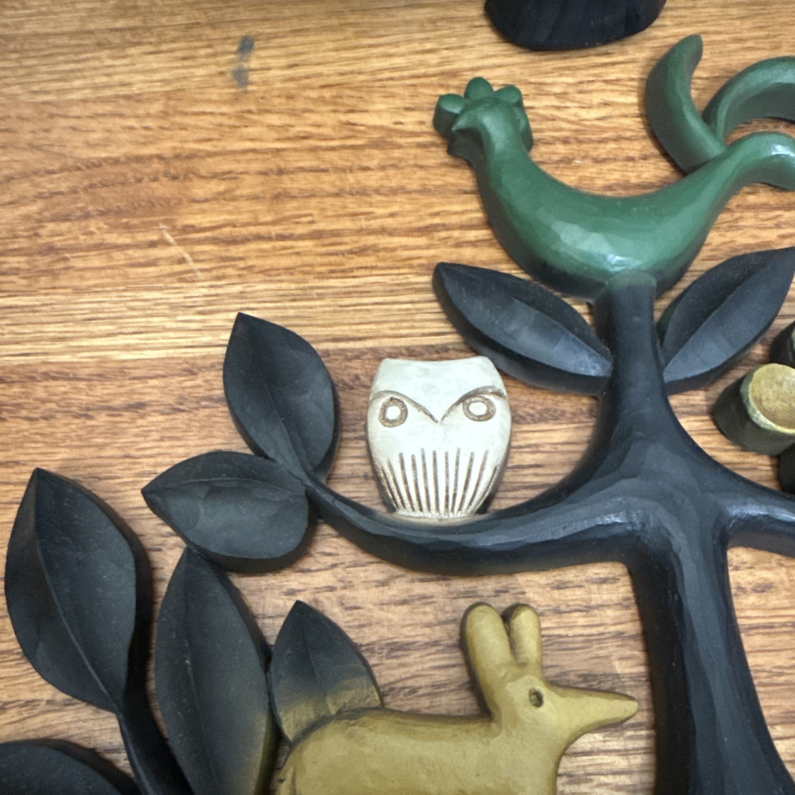 Vtg Set of 2 HOMCO Tree of Life Wall Plaques Boho Animals Flowers 14" x 13.5"