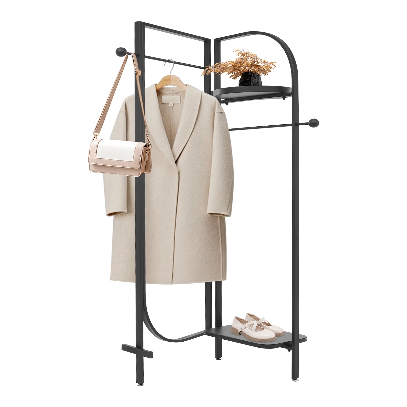 Clothes Display Stand, Black Clothes Display Rack, Freestanding Garment Rack