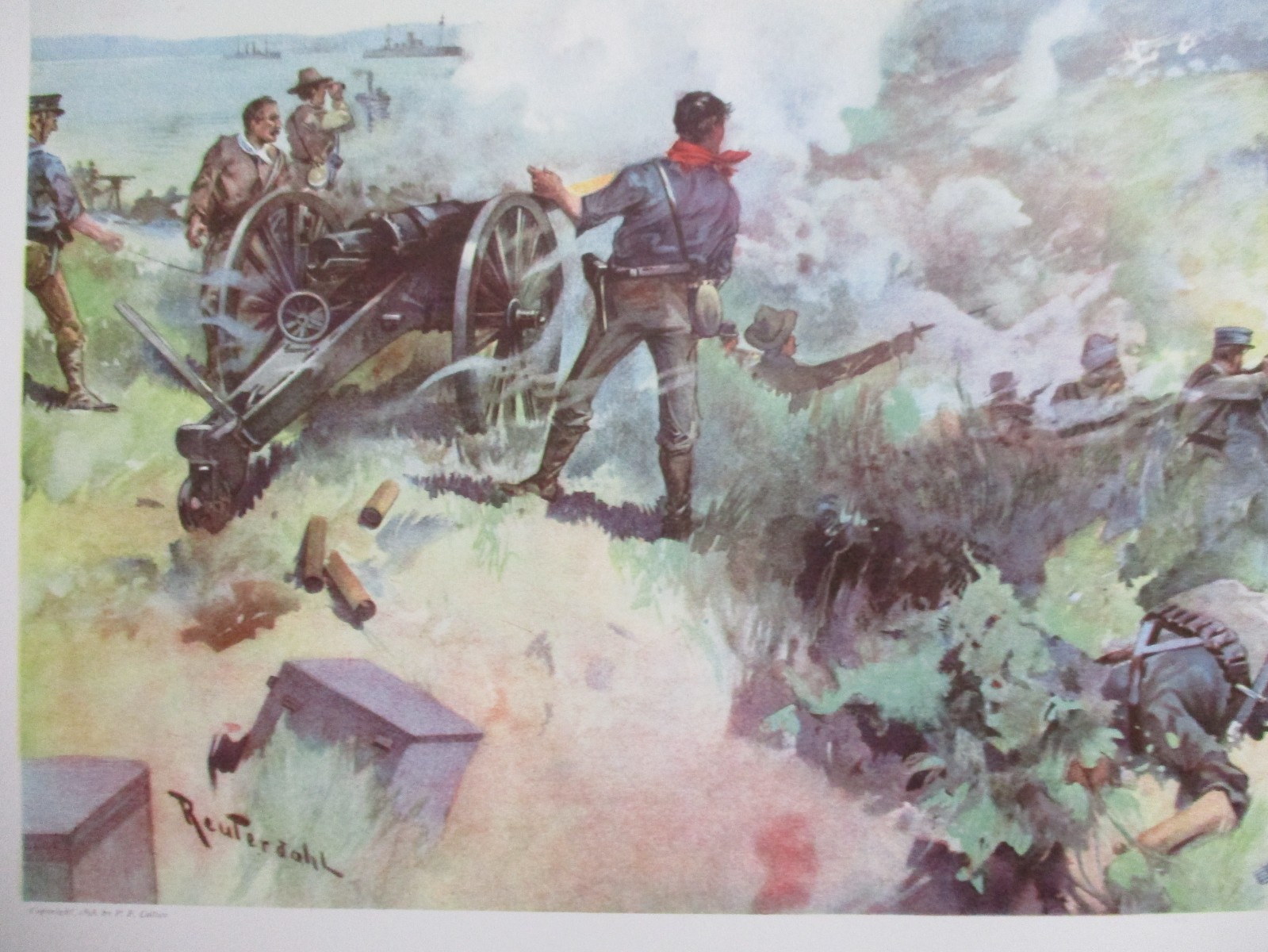 1898 Spanish American War Print - U.S. Marines Defending, Guantanamo Bay, 1898