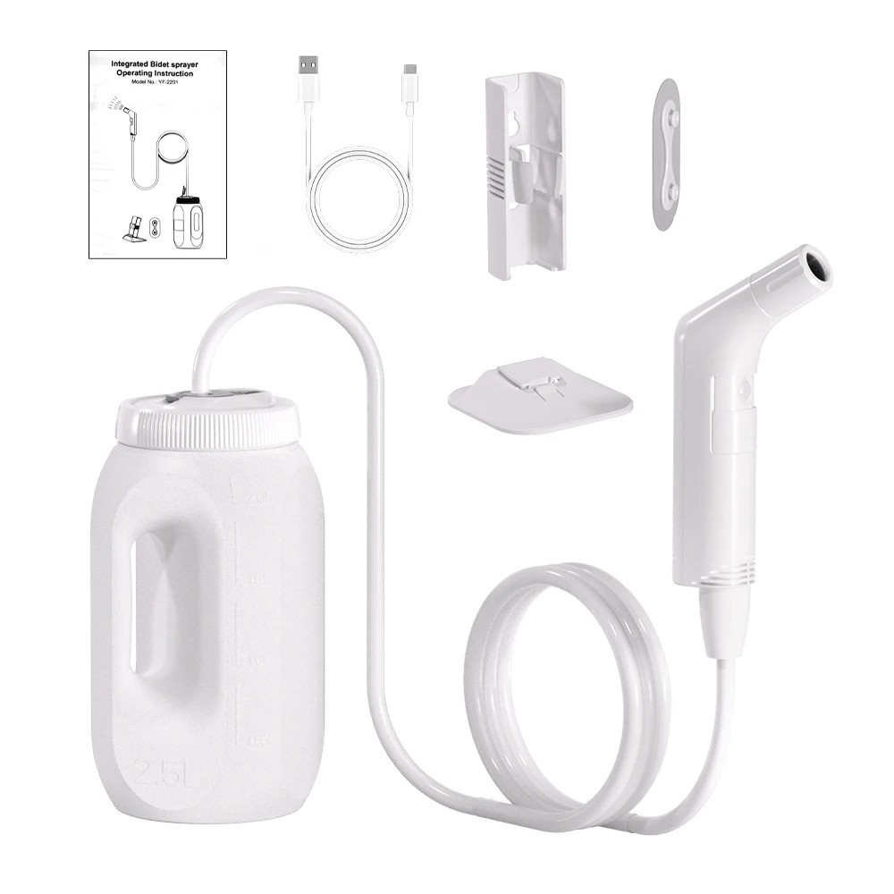 2.5L Portable Electric Bidet Rechargeable Hand Butt Sprayer for Hygiene Travel