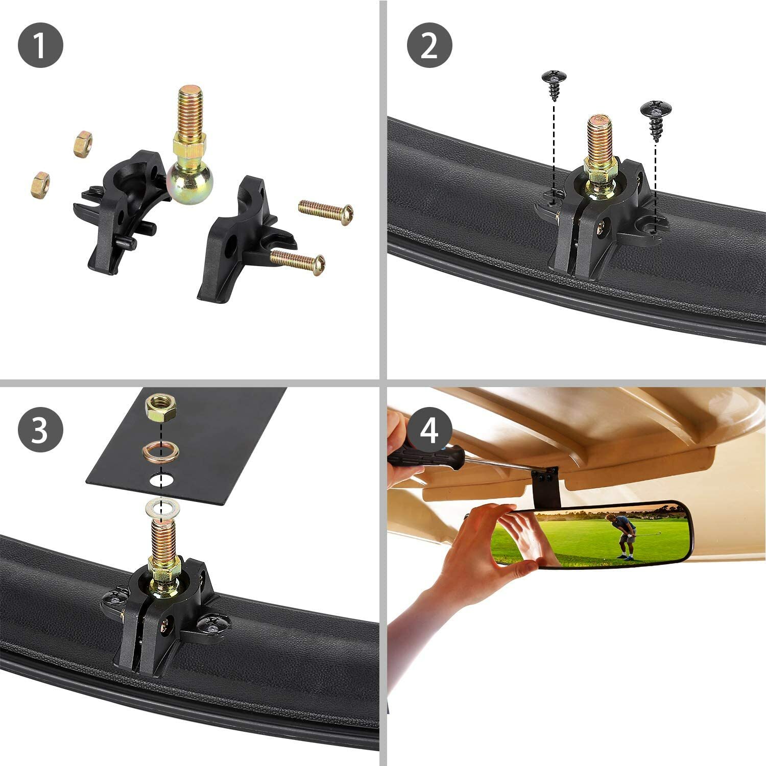 10L0L 270° Rotatable Golf Cart Mirrors,Rear View Mirror for EZGO Club Car Yamaha