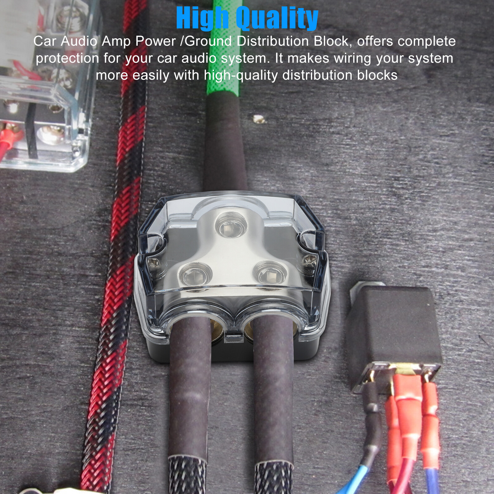 2PC Car Audio Amp Power Ground Distributor 2-Way Distribution Block Gauge In&Out