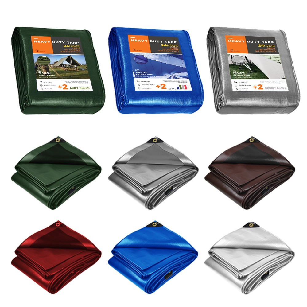 Heavy Duty Tarp 5/10/16/18/20 Mil Waterproof Tarpaulin Cover w/ Grommets