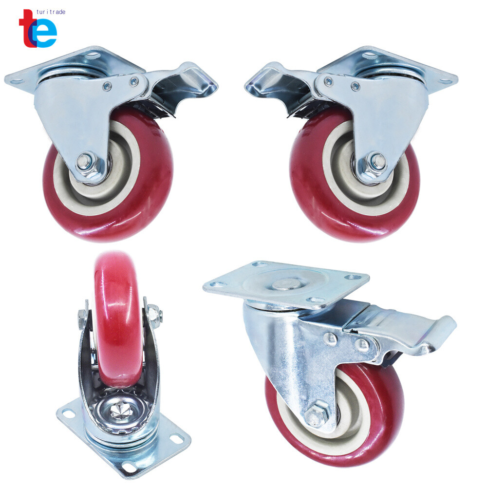 4 Pack 4 Inches Caster Wheels Locking Casters with Brake Swivel Plate Castors