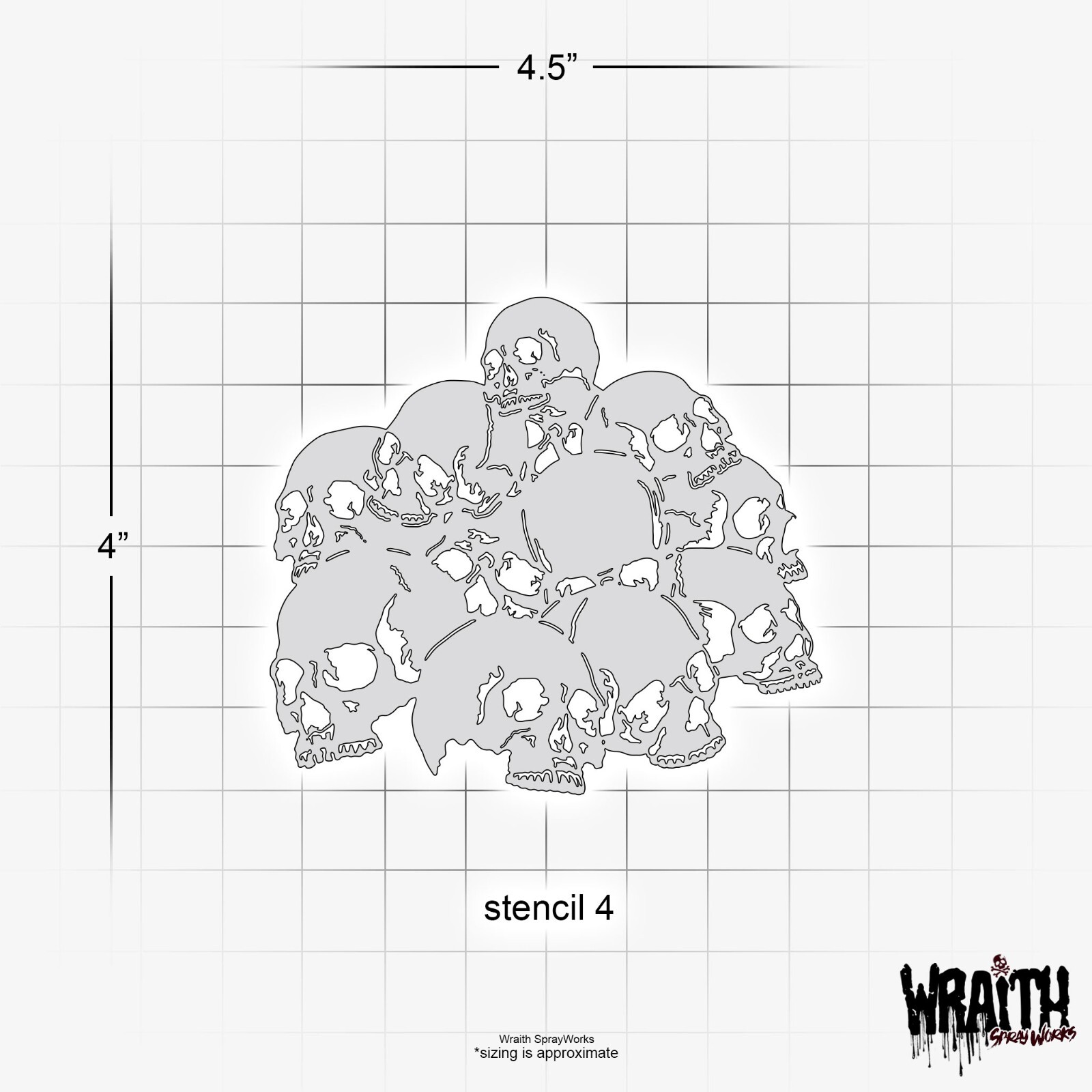 Skull Stack Mini Set #2 - Reusable Airbrush Stencil Template