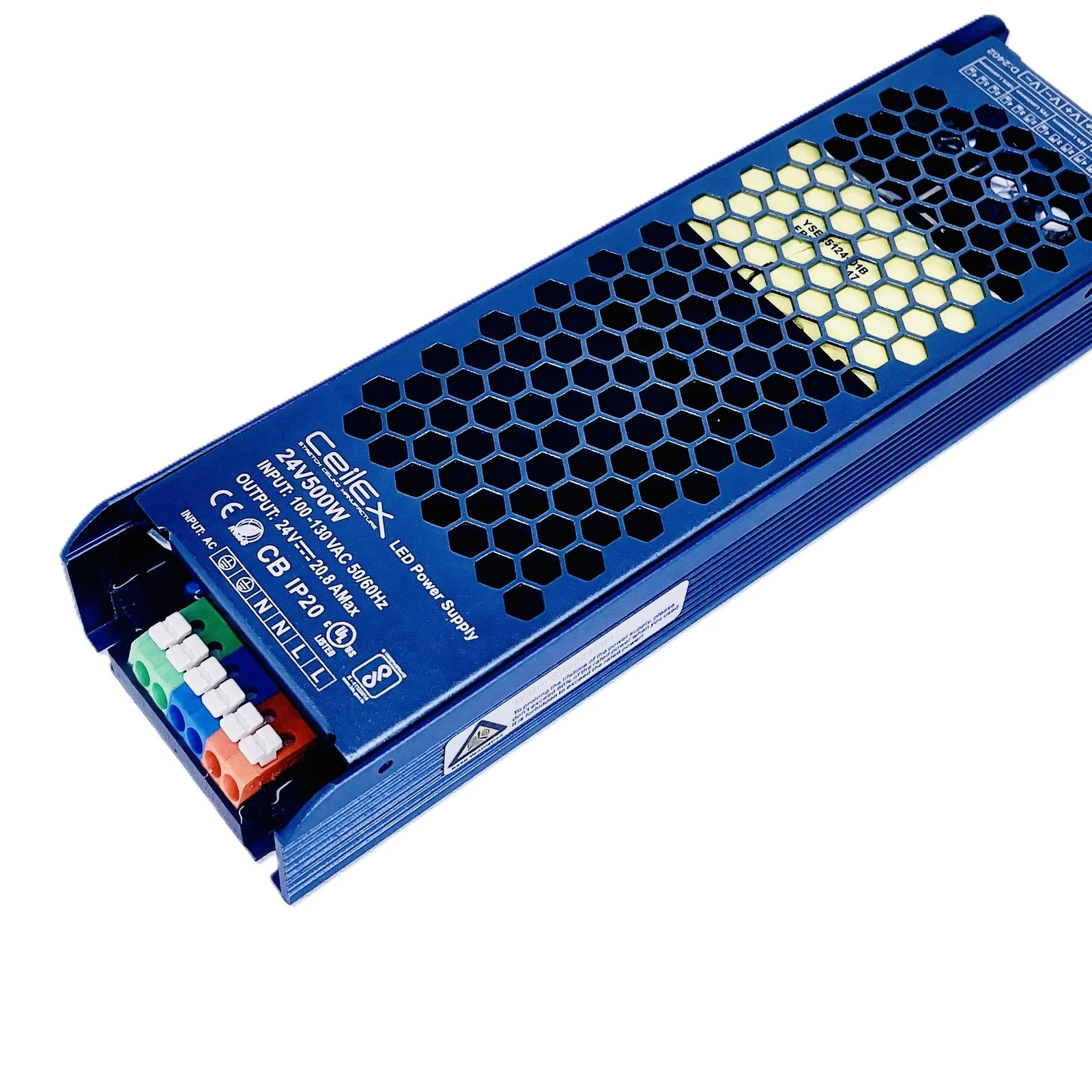 LED Power Supply 24V 500W, IP20 LED Driver, LED Transformer 100-130 VAC 50/60Hz