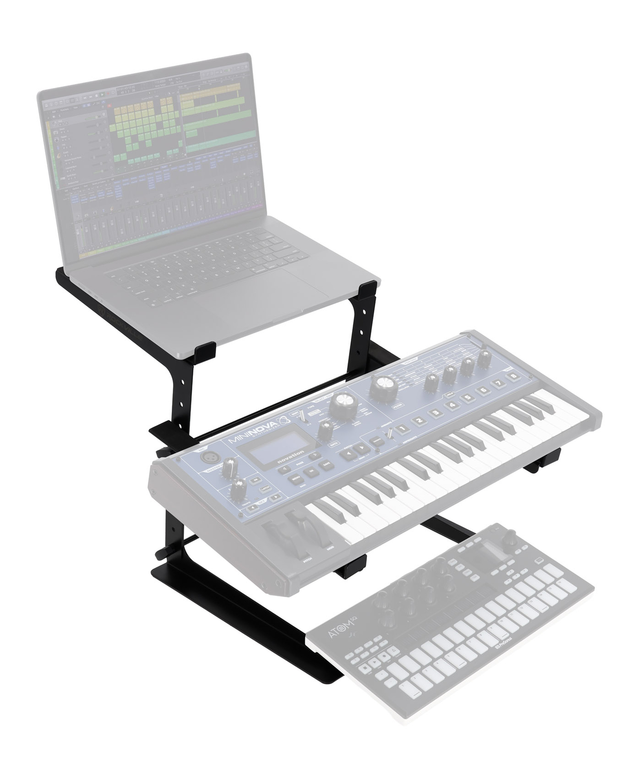 Rockville Rock2d2 Adjustable Dual Shelf DJ Controller Midi Keyboard Laptop Stand
