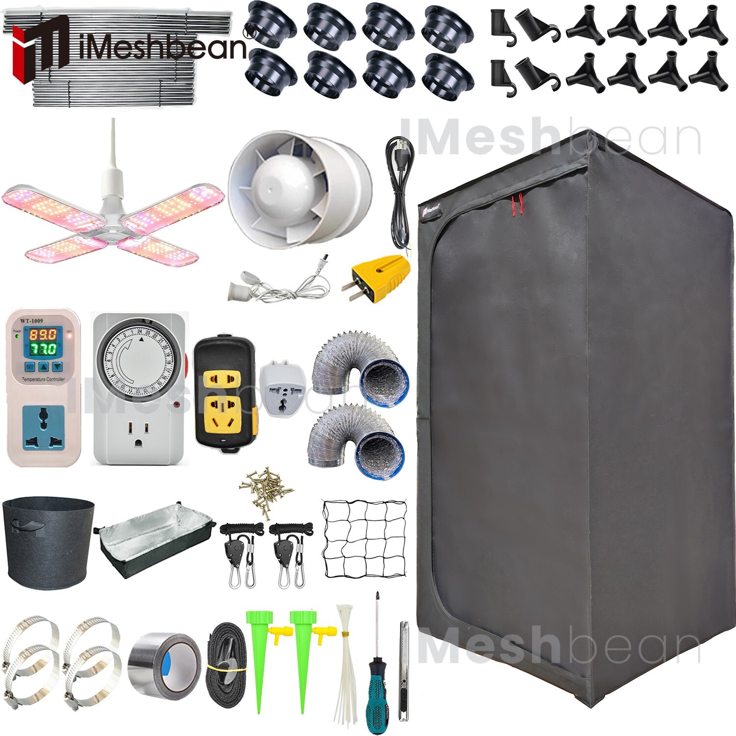 48"x48"x80" Grow Tent Kit w/LED Full Spectrum Grow Light +Ventilation Inline Fan