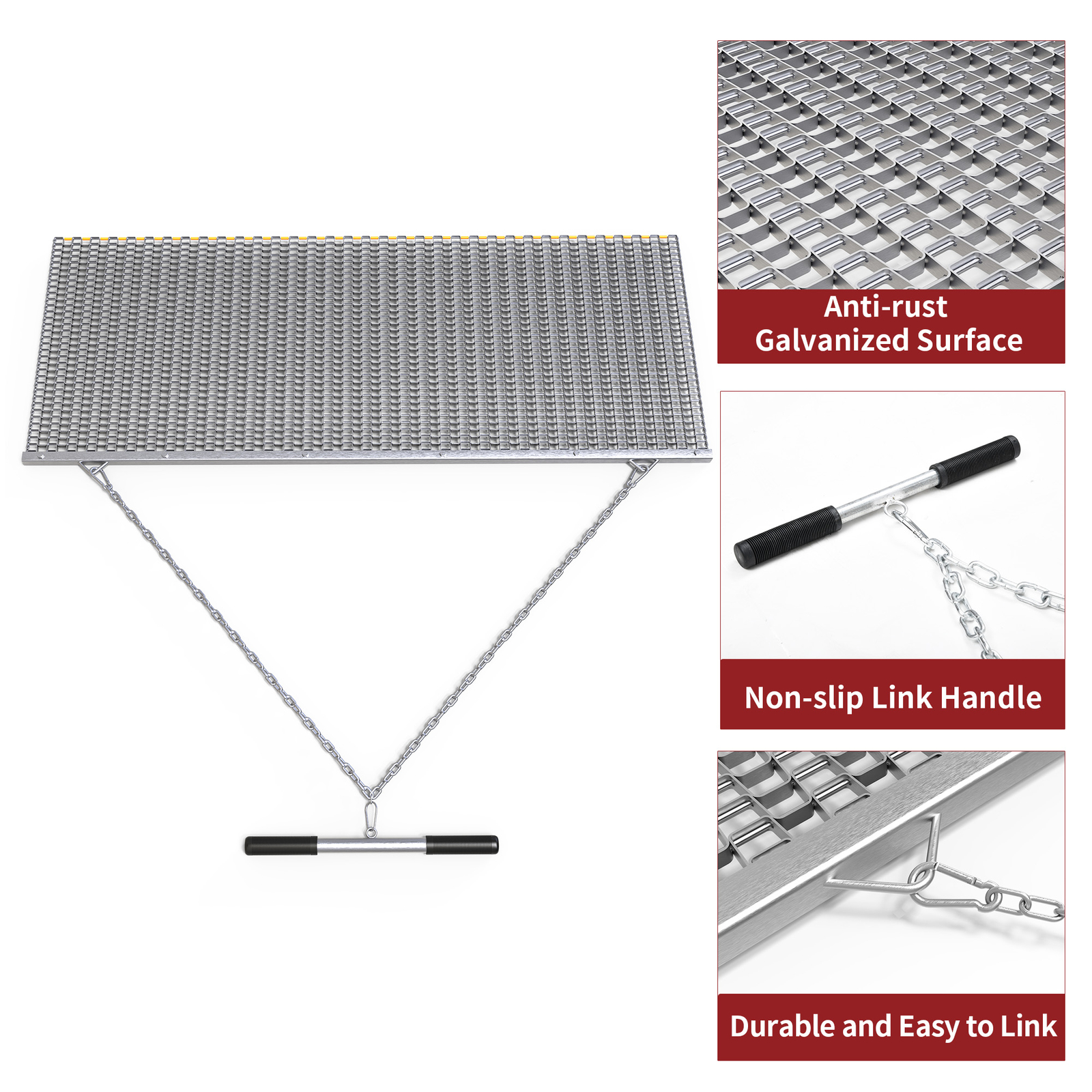 6' x 3' Drag Mat Heavy Duty Zinc & Steel Mesh Field Surface Leveling for ATV UTV