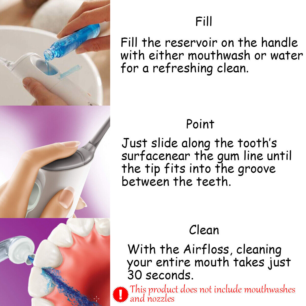 Philips Sonicare AirFloss Pro/Ultra HX8331 HX8340 Handle+Nozzle+Charger