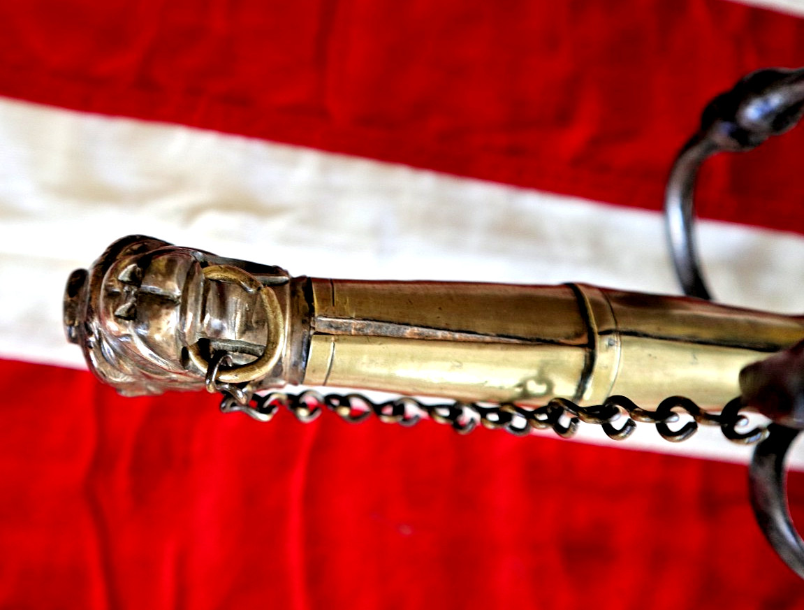 FRENCH INDIAN WAR REVOLUTIONARY WAR, GERMAN DOG HEAD SWORD CIRCA 1730-40