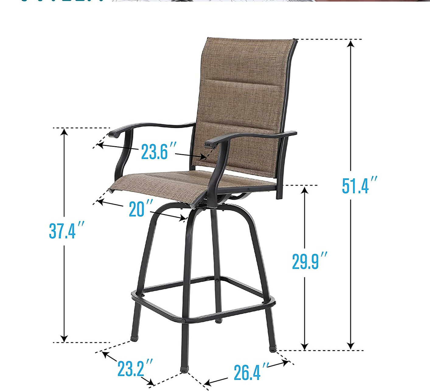 Outdoor Swivel Bar Stools Set of 2 Kitchen Bar Height Patio Chairs Furniture Set