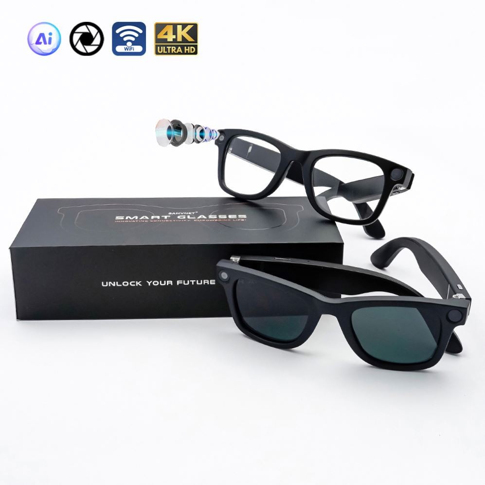 4k Smart AI Glasses for Men, Women, 8 MP Camera, Open-Ear Speakers, 1080p HD