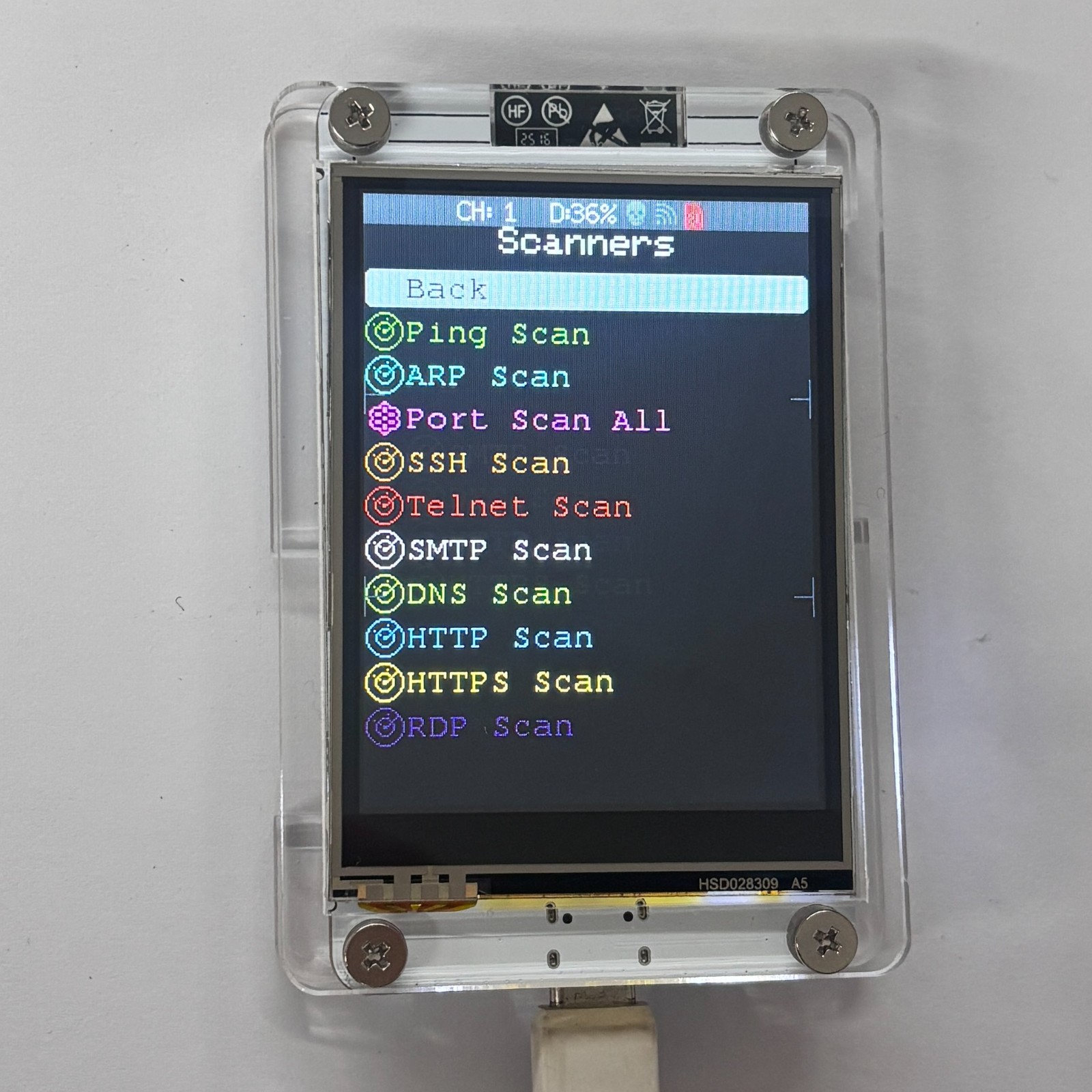 ESP32 Marauder WiFi BT Network Monitor 2.8" Touch Screen RSSI Data Readout