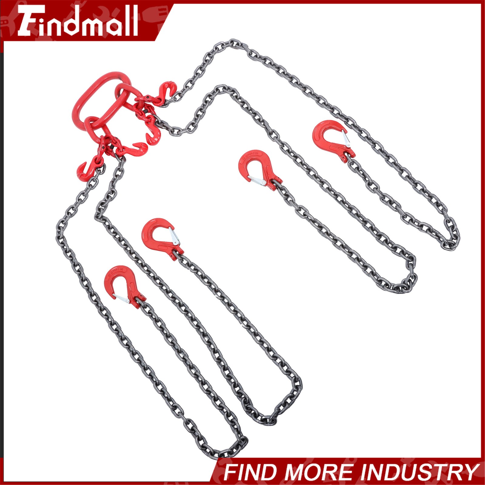 Findmall Chain Sling 5/16In × 5FT G80 11000Lbs 4 Legs Lifting Chain W/Adjusters