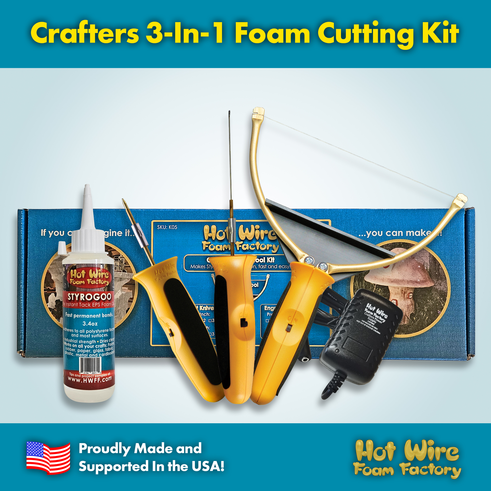 Hot Wire Foam Factory 3-In-1 Foam Cutting Kit Styrofoam, EPS & XPS Cutter