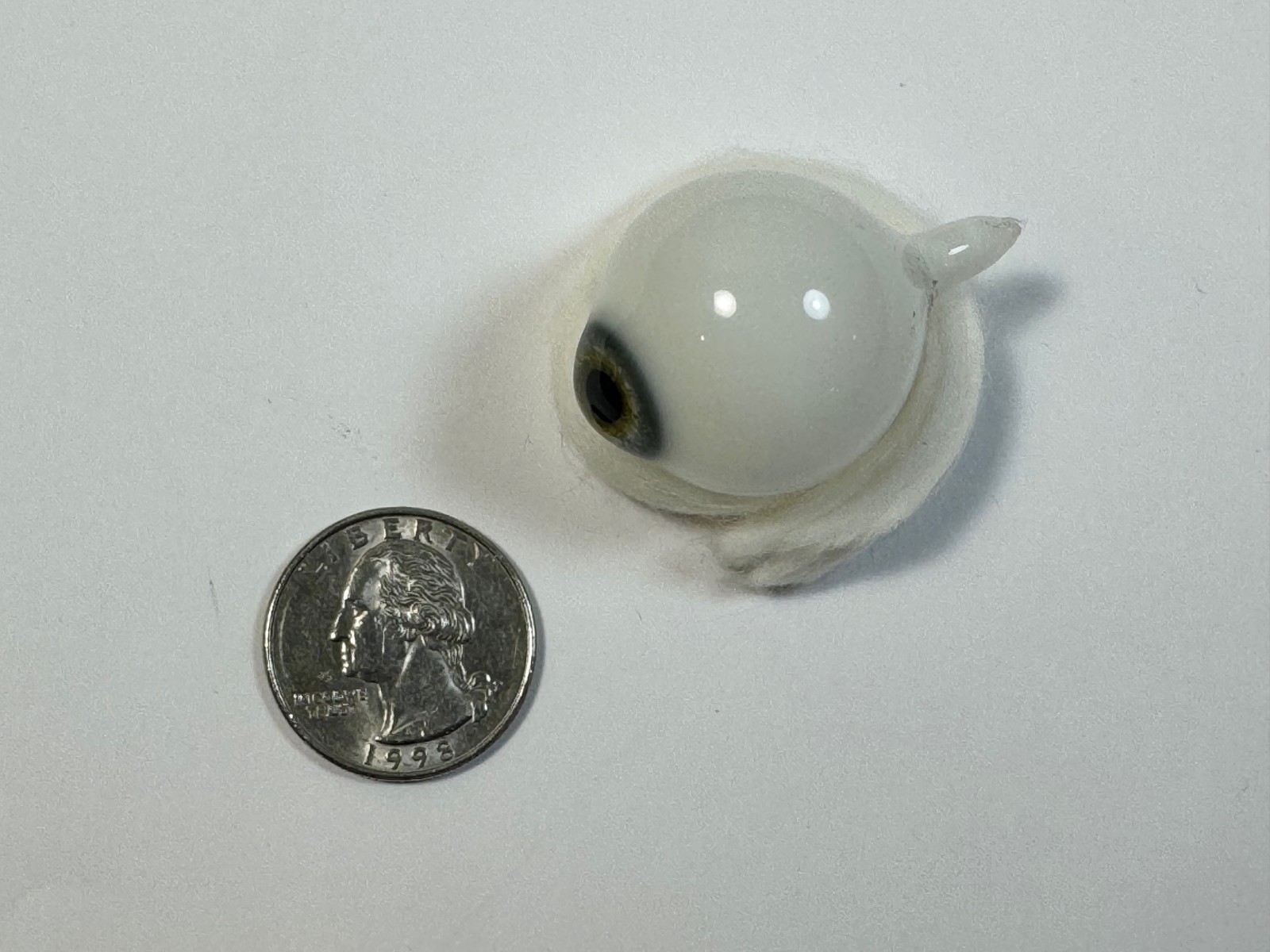 Antique German hand-blown human prosthetic glass eye. Full eyeball. Blue.