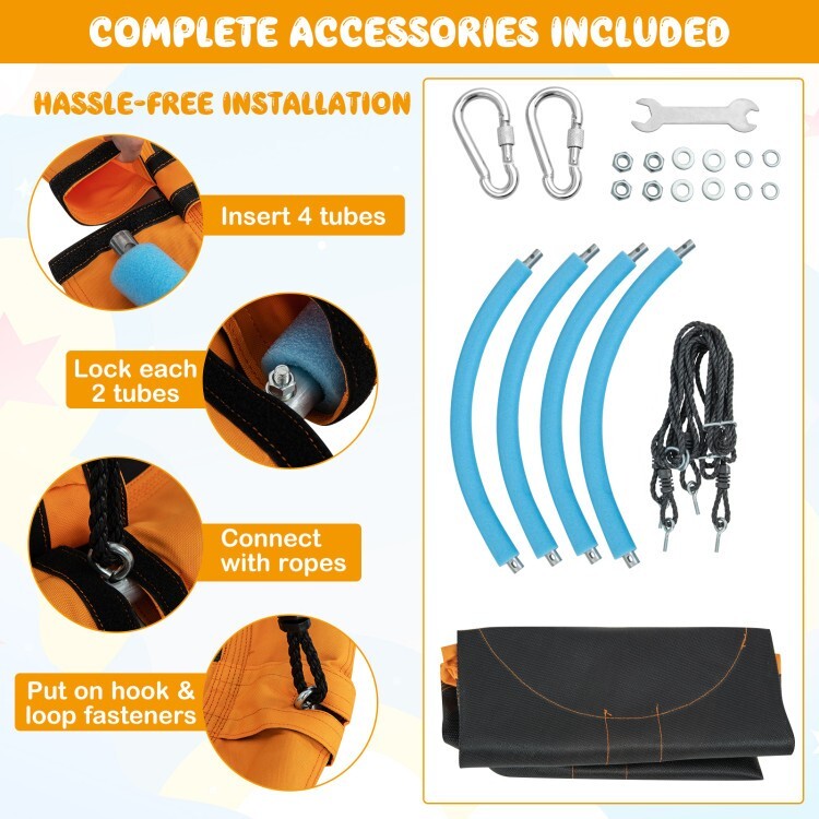 40" Outdoor Round Saucer Tree Swing WaterProof w/Adjustable Ropes & Carabiners