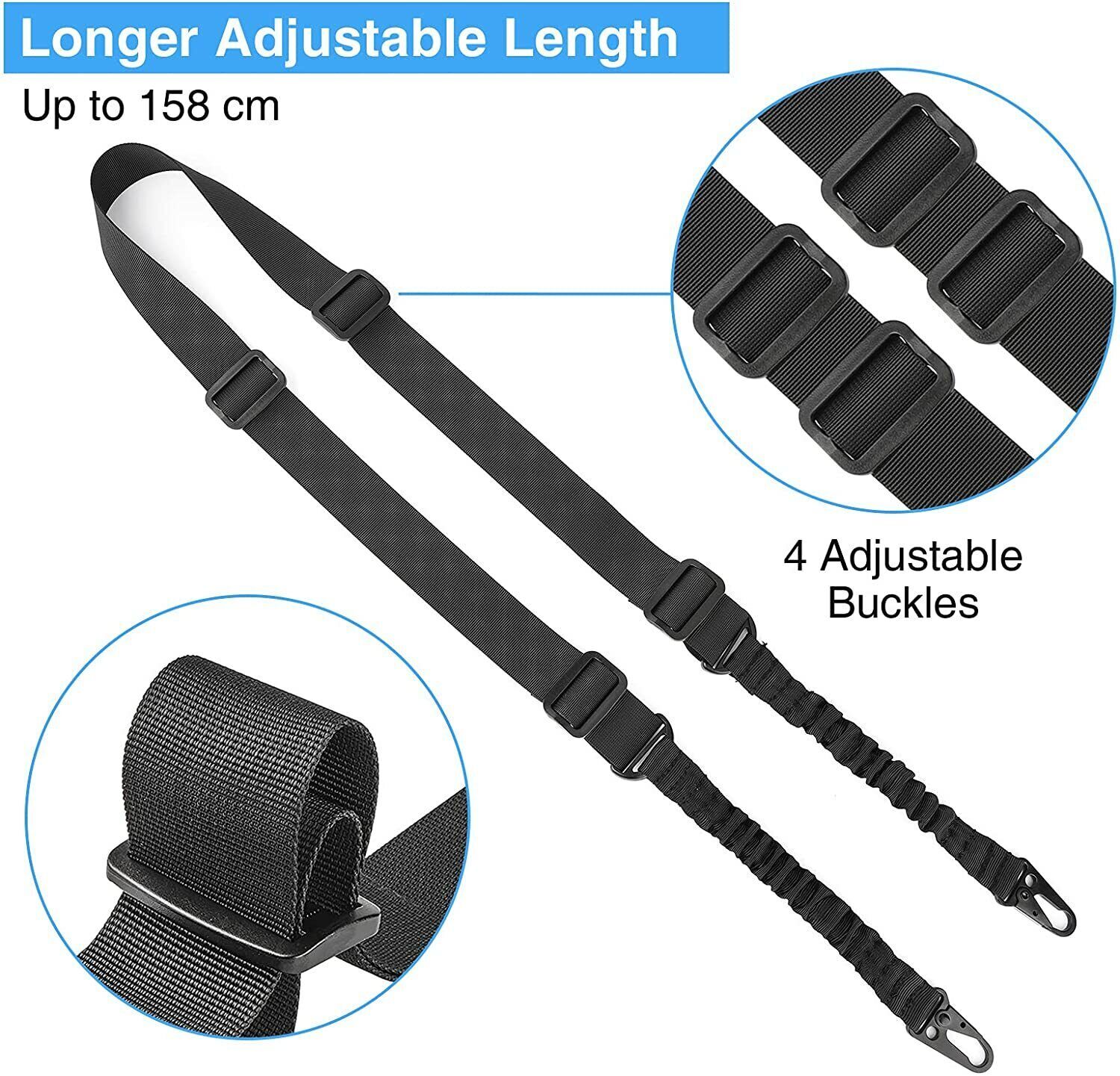 Tactical 2 Point Sling QD Swivel Adjustable Rifle Gun Sling Strap w/ MLOK Swivel
