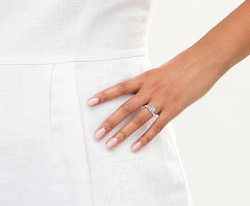 1.00Ct Round Cut GRA Moissanite Solitaire Engagement Ring 14K White Gold Size 7